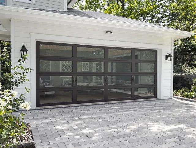 Bedford Garage Door Repair design specialist presenting custom garage door options to Bedford homeowner